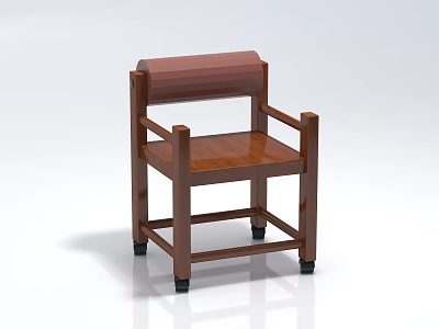 Wooden Leisure Chair Featuring Brown Backrest Armrests And Black Foot Pads 3d model