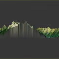 3D Topographic Model With Green Mountain Terrain And Blue Lake Features
