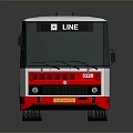 Modern Urban Bus with White Red Exterior Black Windows Roof Vents and LINE 101