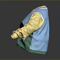 Cute Kids' Sweater Vest With Blue Body Yellow Long Sleeves And Puppy Design