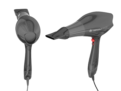 Professional Hair Dryer With Powerful Motor And Styling Nozzle For Daily Use 3d model