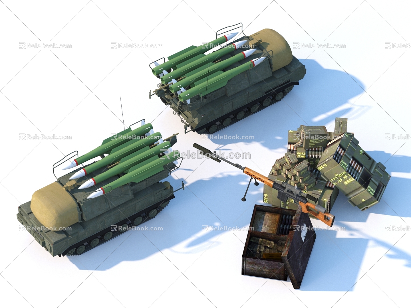 Weapons Armored Vehicle Missile Machine Gun Military Supplies 3d model