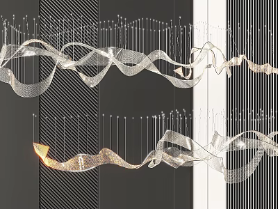 Modern Flowing Wavy Ribbon Design Chandelier For Contemporary Interior Decoration 3d model