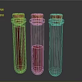 Three Medical Device Test Tubes Containing Red Liquid And Cork Stoppers