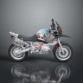 Stylish Adventure Motorcycle With Black Seat Metallic Engine Red Accents And Off-Road Wheels