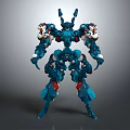 Blue Cybernetic Robotic Creature With Detailed Armored Structure And Mechanical Limbs