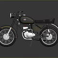 Vintage Black Motorcycle With Red Seat Gold Accents Round Headlight And White Rims