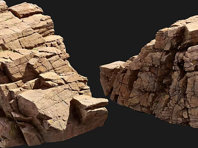 Natural Stone And Wood Textured Structure With Rustic Design Elements 3d model