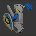 Lego Knight Doll With Silver Armor Blue Feather Sword And Lion Shield