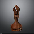 Red Wooden Chess King Piece With Intricate Carved Design And Polished Surface