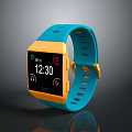 Stylish Fashion Smartwatch with Blue Strap Yellow Frame and Time Display Screen