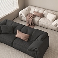 Double sofa fabric double sofa 3d model