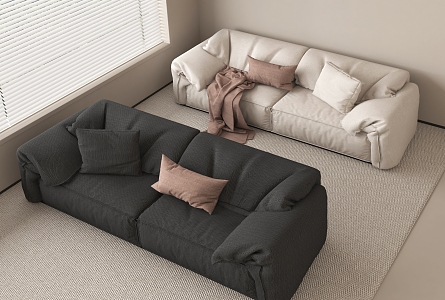 Double sofa fabric double sofa 3d model