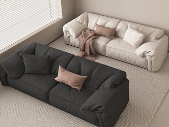 Double sofa fabric double sofa 3d model