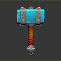 Colorful Decorative Hammer With Blue Head Orange Red Handle And Metallic Accents