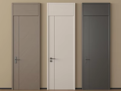 Modern Interior Hinged Doors In Three Different Colors With Sleek Design 3d model