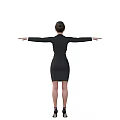 Businesswoman in Black Suit With White Shirt and Black High Heels Arms Outstretched