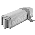 Modern Soft Beige Upholstered Sofa Stool With Solid Wood Base And Cozy Herringbone Throw Blanket