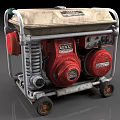 Industrial Portable Generator With Red Engine Silver Frame And Wheels For Heavy Duty Use
