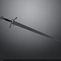 Medieval Silver Sword With Decorative Hilt And Long Sharp Blade