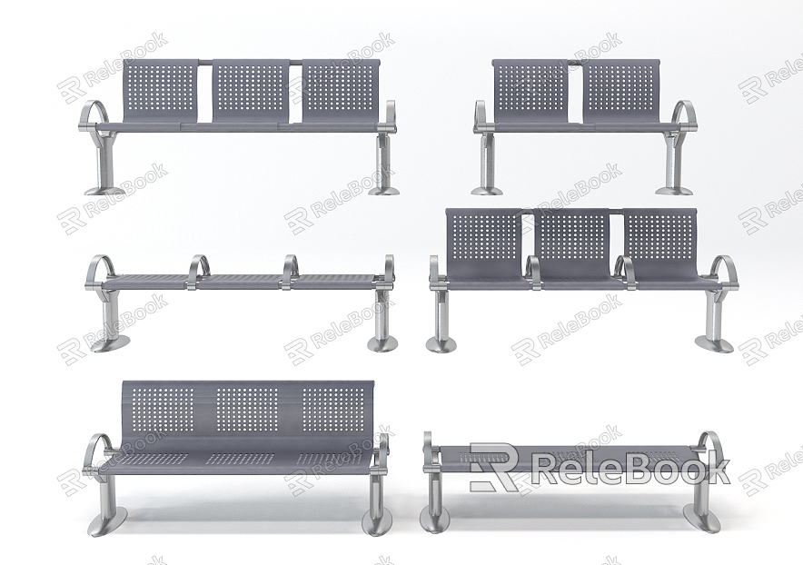 modern row chair stainless steel public seat model