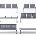 Metal Public Benches With Grid Design Seat And Backrest For Outdoor Public Spaces