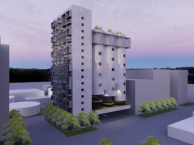 Modern Commercial Complex With Contemporary Architectural Design Green Spaces And Urban Facilities 3d model