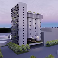 Modern Commercial Complex With Contemporary Architectural Design Green Spaces And Urban Facilities
