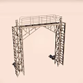 Industrial Mobile Metal Gantry Structure With Top Railing And Movable Wheels