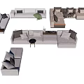 Modern Sofa Set With Light Colored Cushions And Multiple Sectional Configurations 3d model
