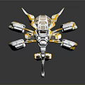 Futuristic Aerospace Vehicle With Transparent Cockpit And Gold And Silver Metallic Parts For Cosmic Exploration