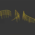 Three Curved Metal Mesh Architectural Components For Modern Scene Design