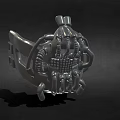 Silver Metallic Mechanical Hat Featuring Unique Futuristic Structure And Grid Pattern Details