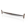 Rusty Saw With Wooden Handles And Serrated Blade Long Strip Design On White Background
