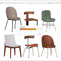 Stylish Modern Dining Chairs With Various Designs And Mixed Materials 3d model