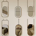 Modern Decorative Mirrors Wall Mounted With Sleek Metal Frames And Diverse Shapes 3d model