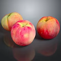 Three Fresh Pink and Yellow Peaches on Dark Background with Reflections