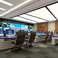 Executive Command Center of Modern Monitoring Room 3d model