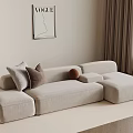 Modern Living Room With Beige L shaped Sofa Decorative Pillows And VOGUE Poster