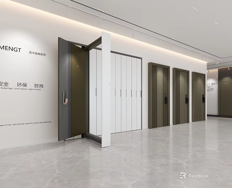 Modern Door Showroom Featuring Various Stylish Contemporary Door Designs In Interior 3d model 