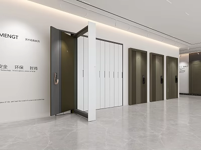 Modern Door Showroom Featuring Various Stylish Contemporary Door Designs In Interior 3d model