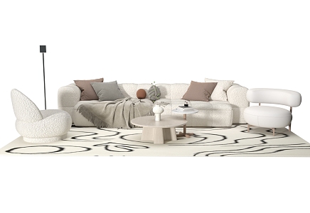 Modern Sofa Coffee Table Combination Cream Sofa Coffee Table Combination Sofa Coffee Table Leisure Chair Leisure Sofa 3d model