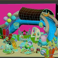 Colorful Indoor Kids Playroom With Slide Balloons Castle And Toys