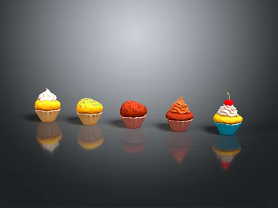 Birthday Cake Cake Cream Cake West Point Snack Honey Cake Dessert Cupcakes 3d model