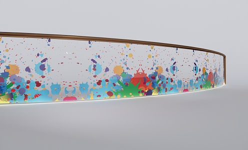 Modern Art Balustrade Glass Railing Guardrail 3d model