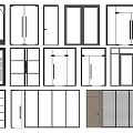 Various Modern Double Doors Designs With Glass Panels And Frame Styles 3d model