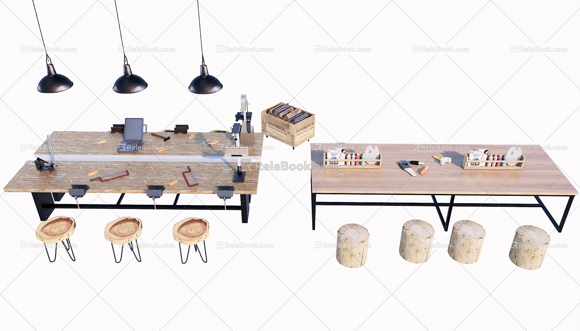 Modern Workbench Woodworking Workbench Operating Table 3d model