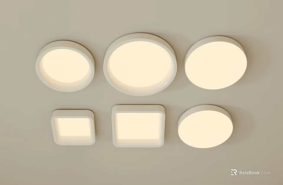 Modern Round and Square Ceiling Lights with Bright Illumination for Home Decor 3d model