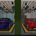 Car Maintenance Store Featuring Parked Sports Cars and Professional Service Areas