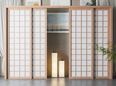 Japanese-style sliding door 3d model